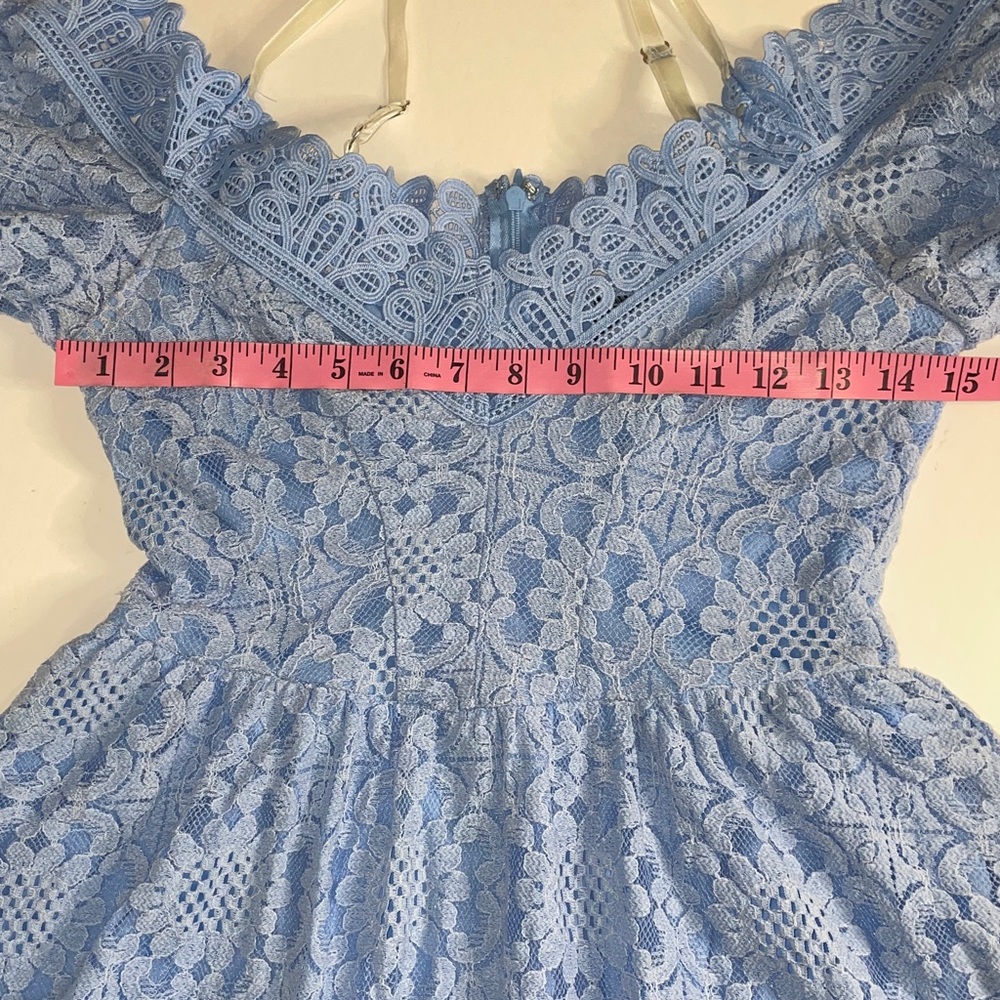 Jr.Small PRINCESS CINDERELLA Disney Zara Pale Blue Lace Off-Shoulder Dress - Picture 5 of 17